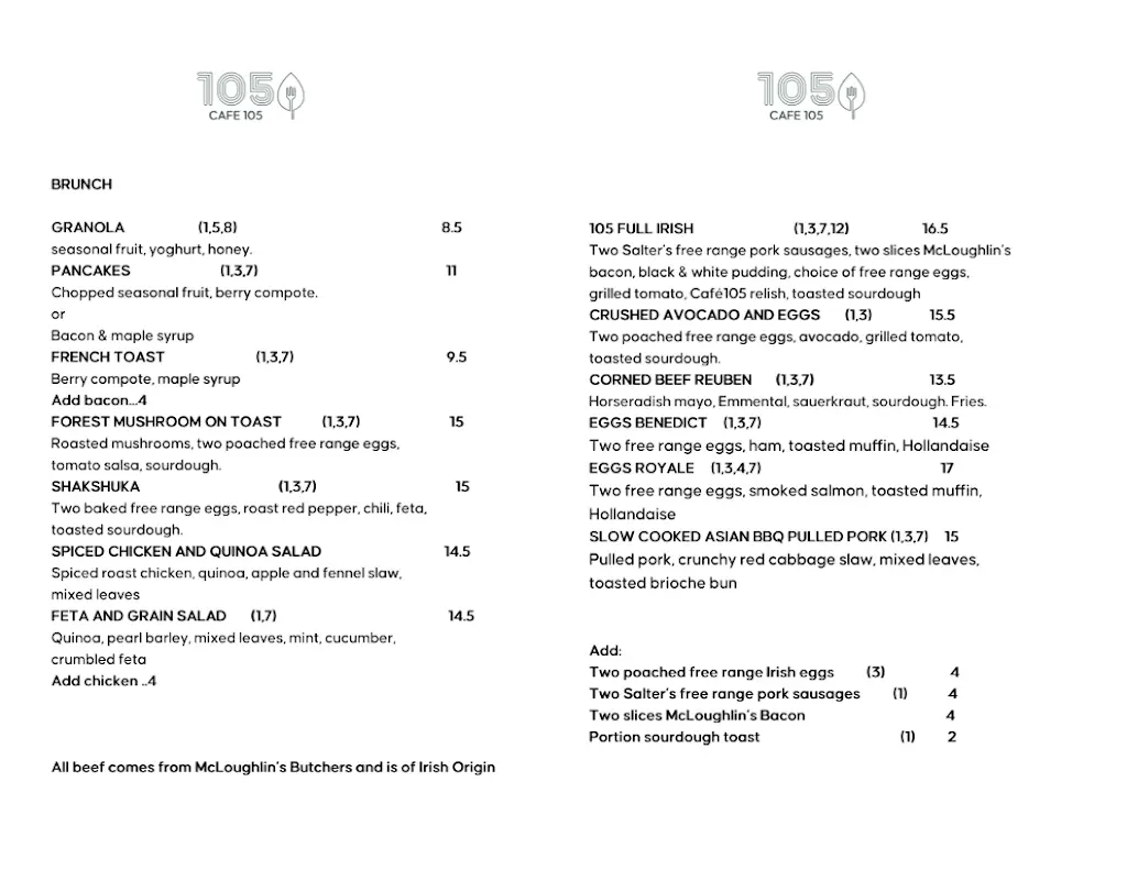 Menu_Cafe 105_Clonskeagh_imagen_1