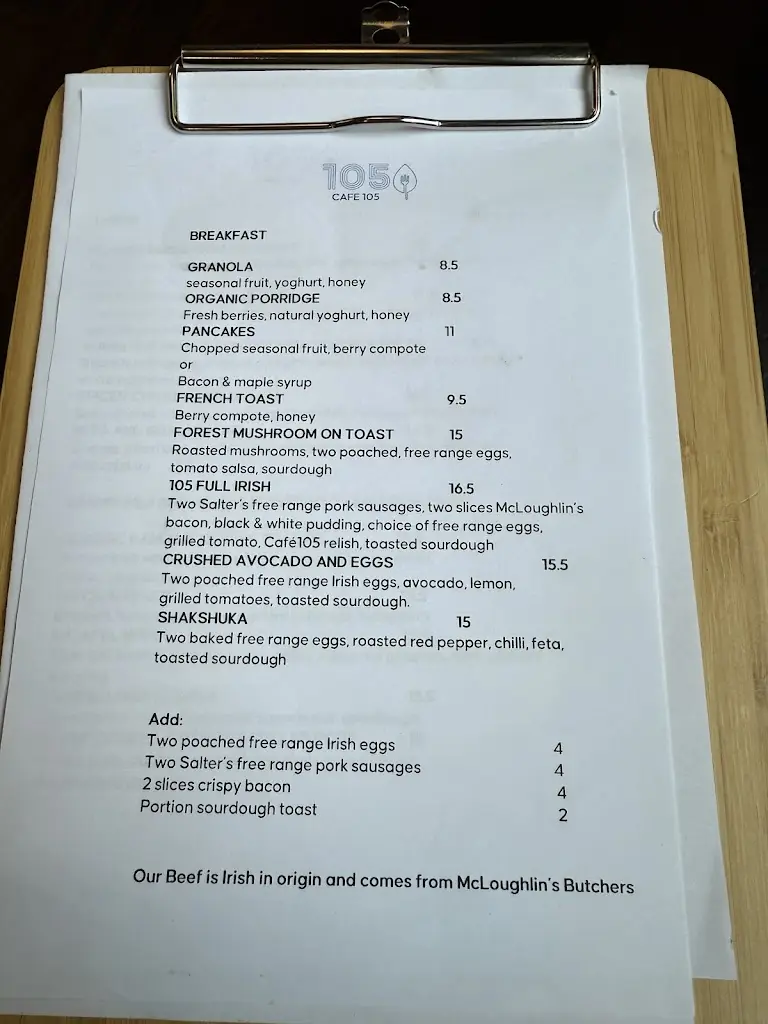 Menu_Cafe 105_Clonskeagh_imagen_4