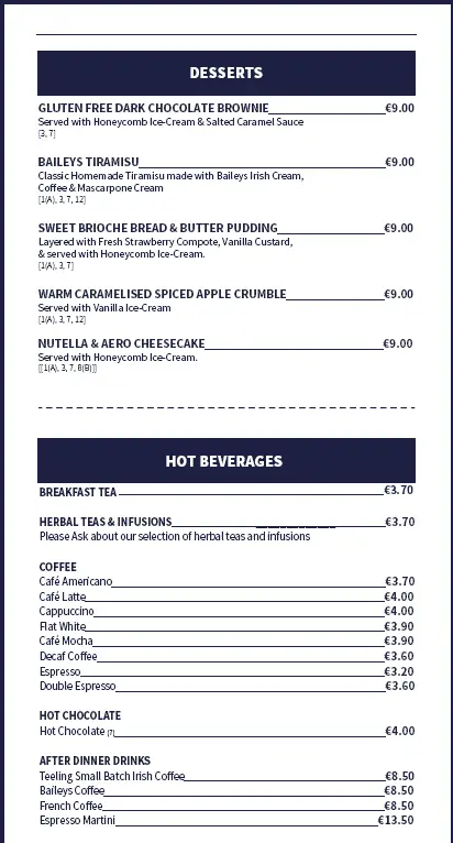 Menu_The Dropping Well_Clonskeagh_image_3