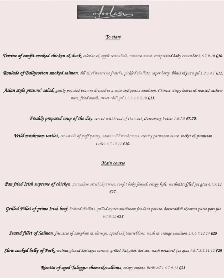 Menu_O'Dooles Restaurant_Eadestown_image_4