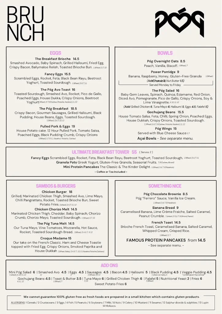 Menu_Póg Clontarf_Dollymount_image_1