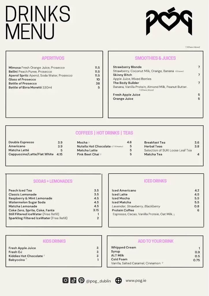 Menu_Póg Clontarf_Dollymount_image_4