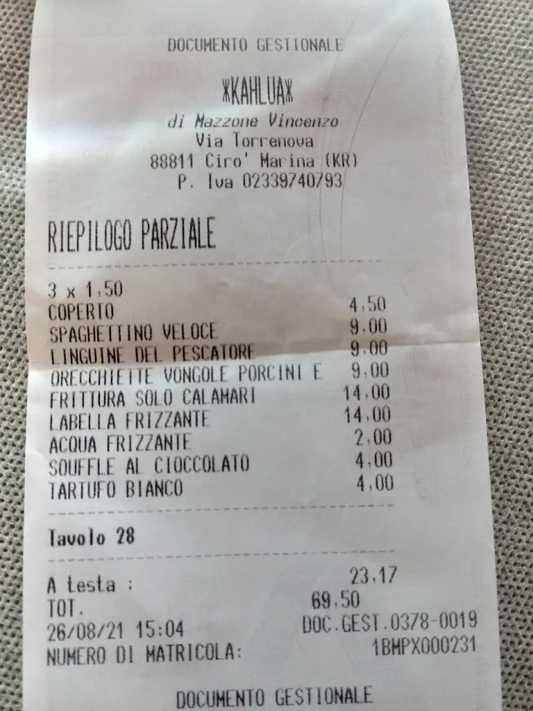 Arné Francese_Kalhua_Cirò Marina_recensione