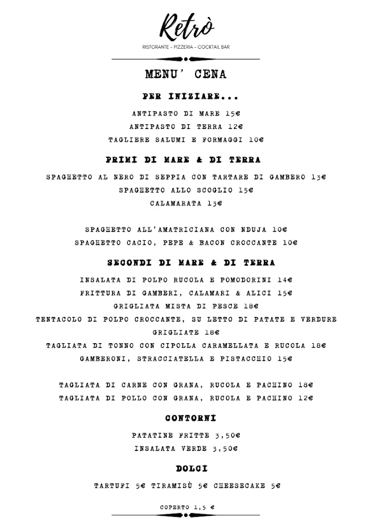 Menu_Retrò - Ristorante, Pizzeria, Cocktail bar_Cirò Marina_image_1