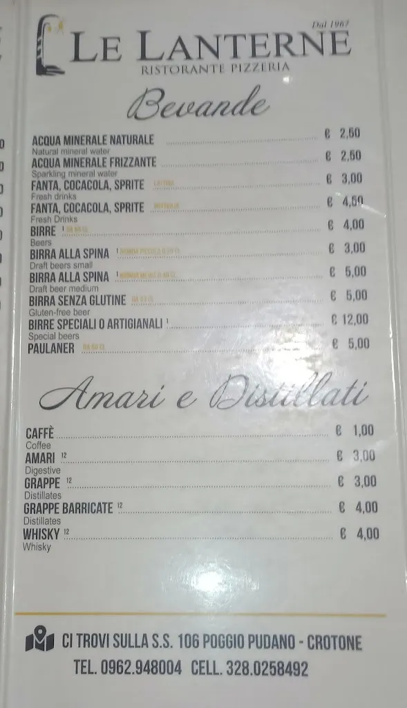 Menu_Le Lanterne -Ristorante Pizzeria-_Crotone_immagine_1