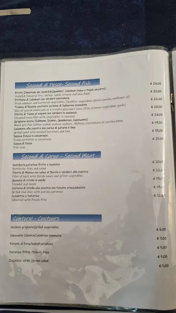 Menu_VICOLO 34 Osteria Moderna Calabrese ~ Ristorante ~cucina tipica calabrese ~ pesce ~ Colazione Internazionale ~All you can eat_Drapia_image_1