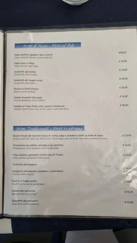 Menu_VICOLO 34 Osteria Moderna Calabrese ~ Ristorante ~cucina tipica calabrese ~ pesce ~ Colazione Internazionale ~All you can eat_Drapia_image_3