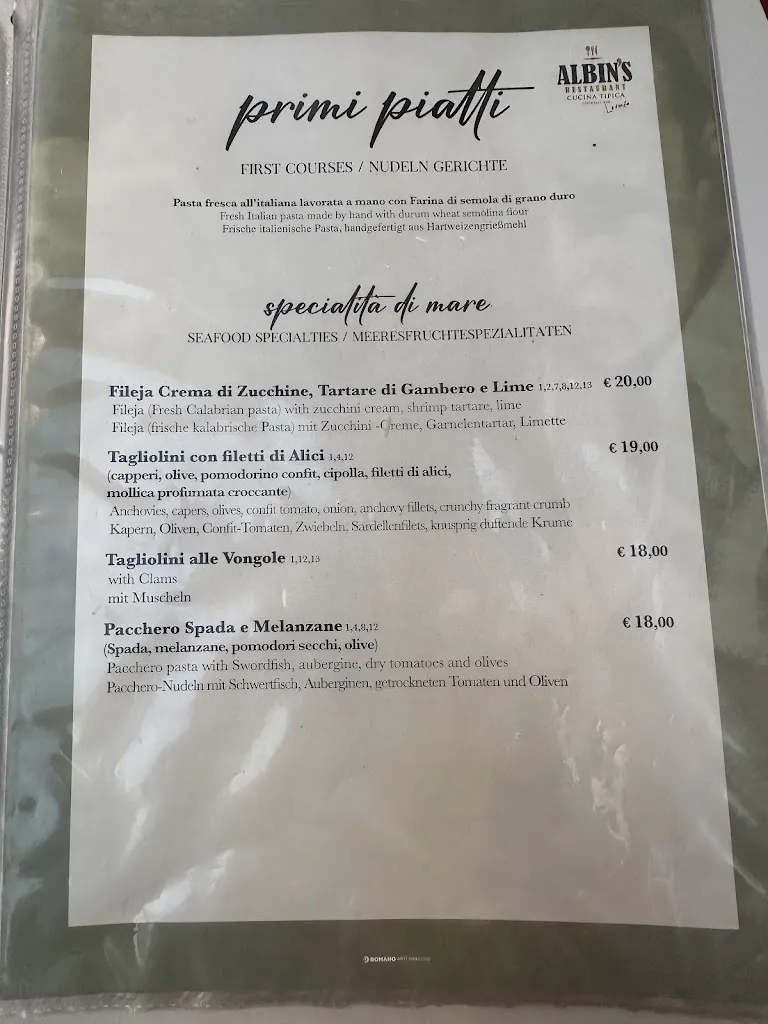 Menu_ALBIN’S RESTAURANT_Drapia_immagine_1
