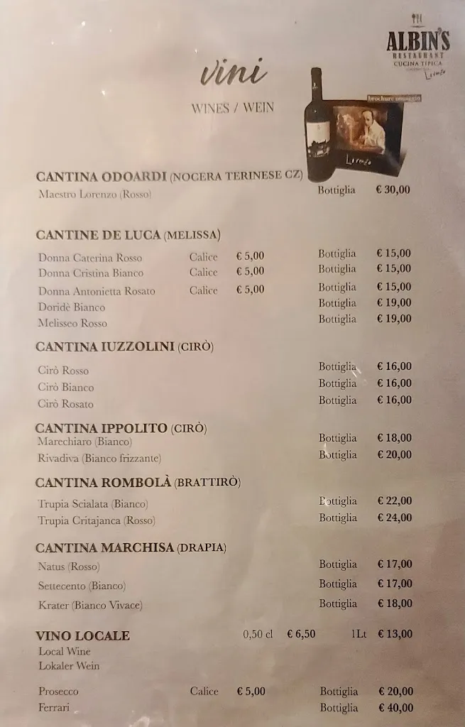 Menu_ALBIN’S RESTAURANT_Drapia_immagine_4