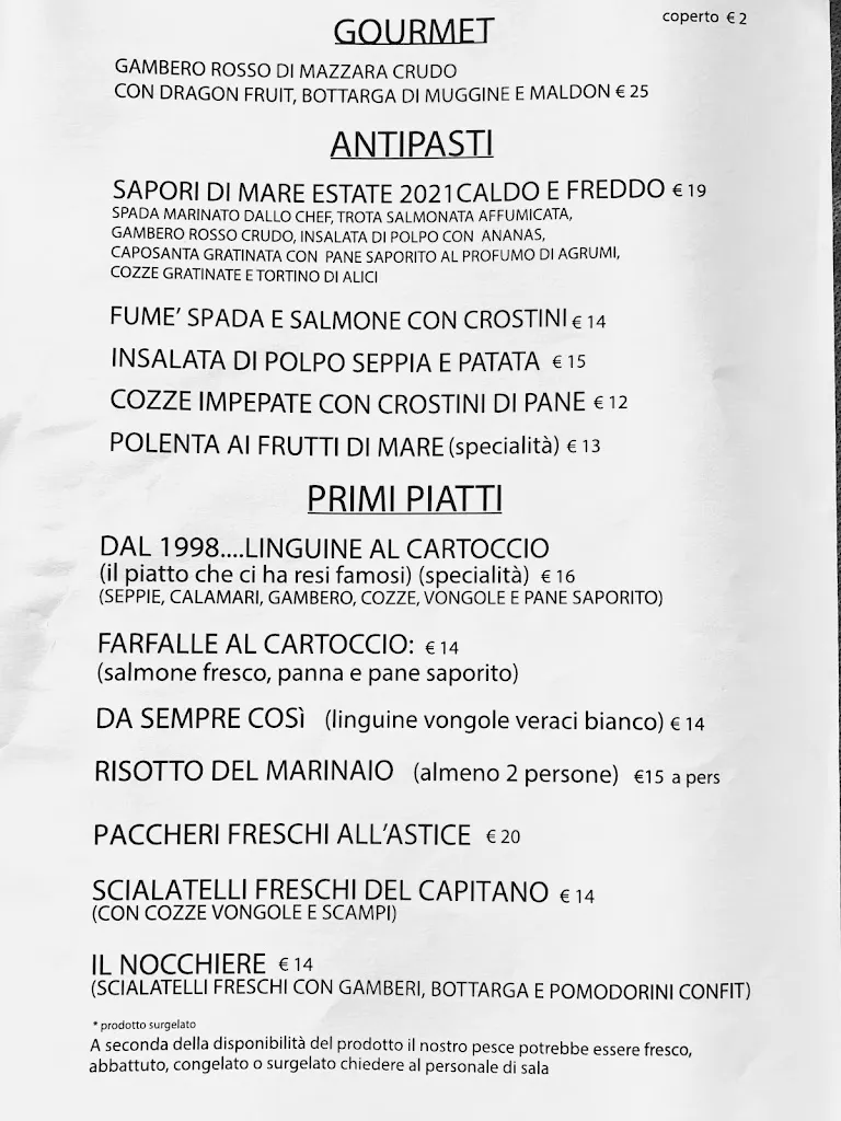 Menu_Ristorante di Pesce - Lido 