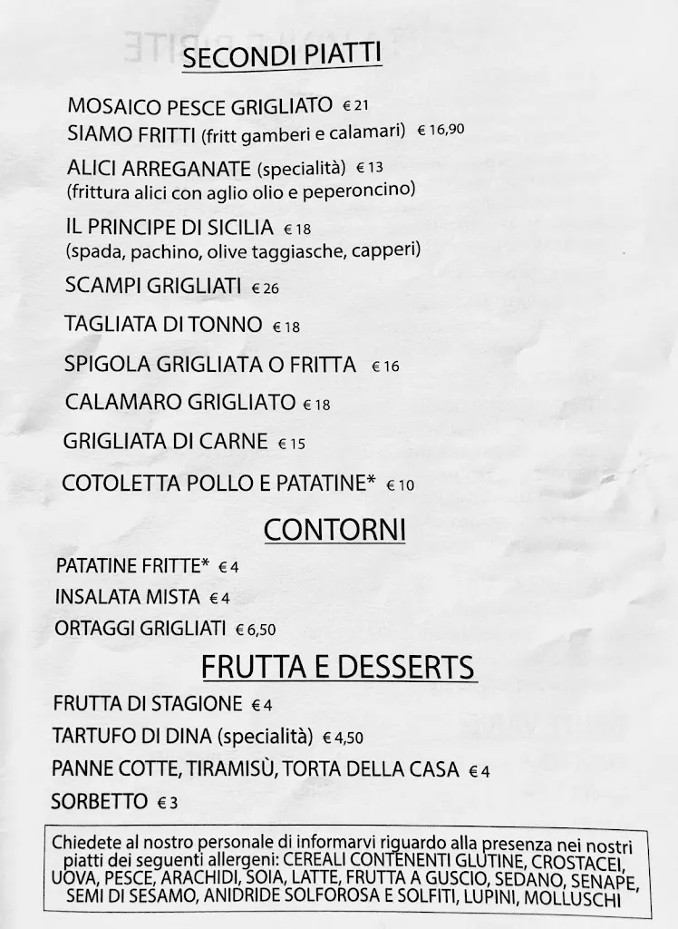 Menu_Ristorante di Pesce - Lido 