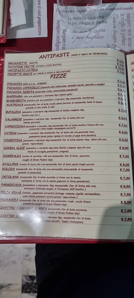 Menu_Pizzeria Catena 1960_Laurignano_image_1