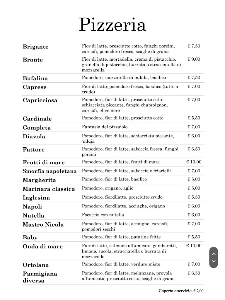 Menu_Ristorante Pizzeria B&b La Smorfia_Martirano_image_1
