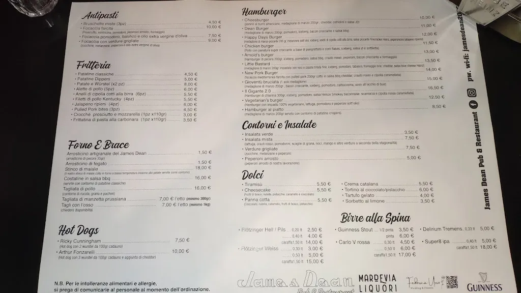 Menu_James Dean Pub&Restaurant_Crecchio_image_1