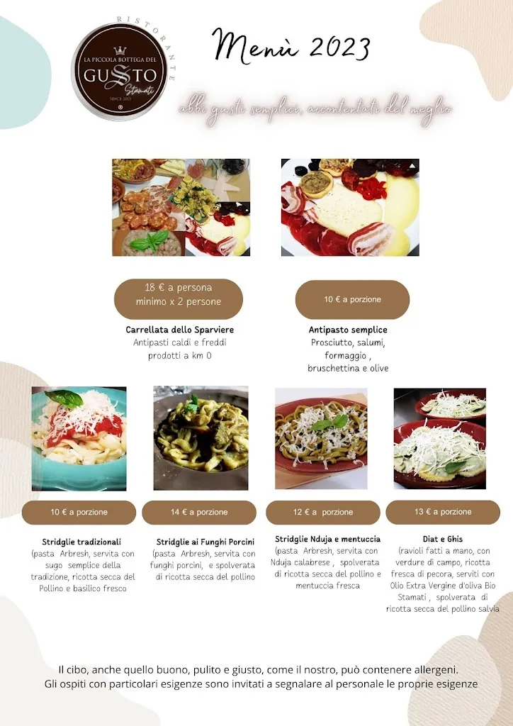 Menu_La piccola bottega del gusto - Ristorante della tradizione_Plataci_image_1