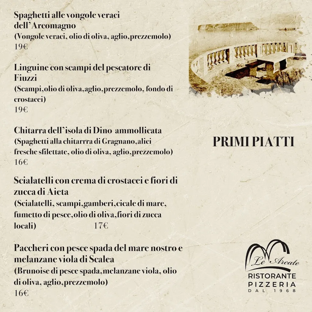 Menu_Ristorante Pizzeria Le Arcate_Praia a Mare_image_1