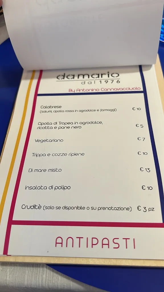 Menu_Bar Ristorante Pizzeria B&B Da Mario 1976_Roseto Capo Spulico_image_1