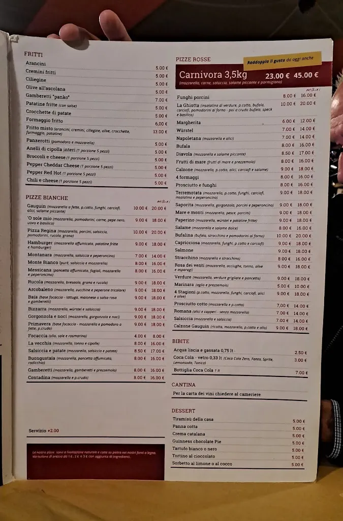 Menü_Gauguin Pizzeria Birreria_Alba Adriatica_Bild_1