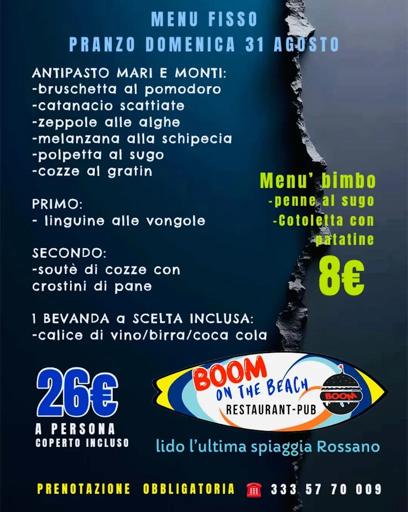 Menu_BOOM Restaurant Pub e BOOM on the beach_Rossano_image_1