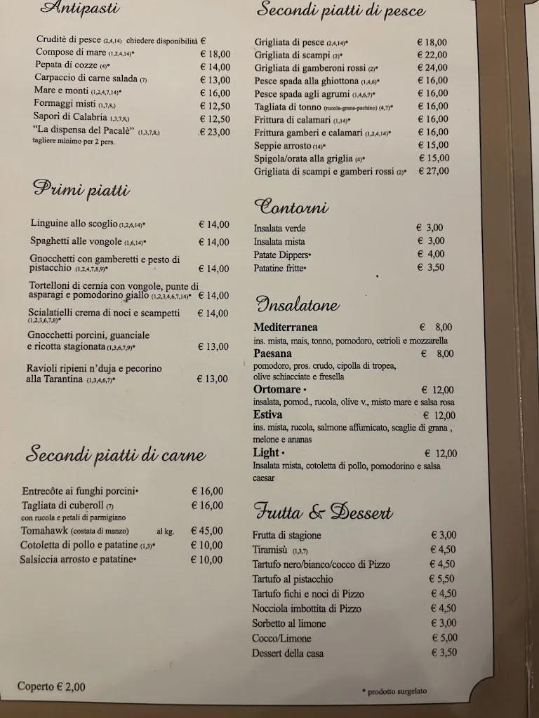 Menu_Ristorante Bar Restaurant Pacale'_San Lucido_image_2