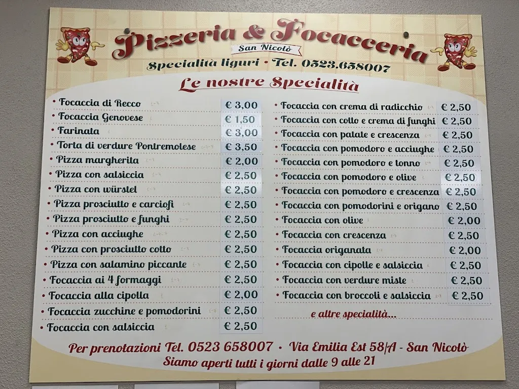 Menu_Pizzeria & Focacceria San Nicolò_San Nicolò_immagine_1