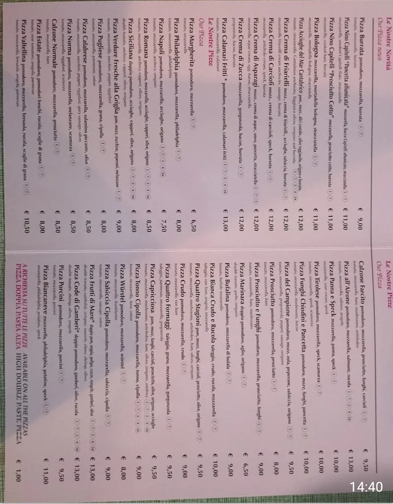 Menu_Ristorante Pizzeria Airone in Rosa_San Nicolò_immagine_2