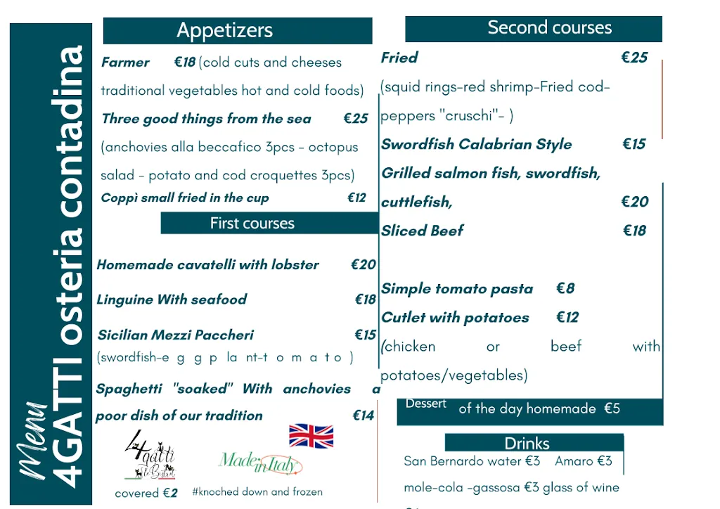 Menu_4 Gatti le Bistrot_San Nicola Arcella_image_1