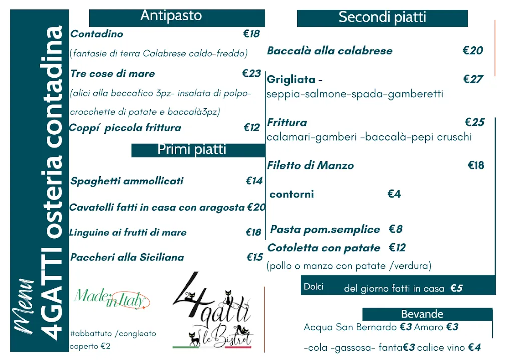 Menu_4 Gatti le Bistrot_San Nicola Arcella_image_2