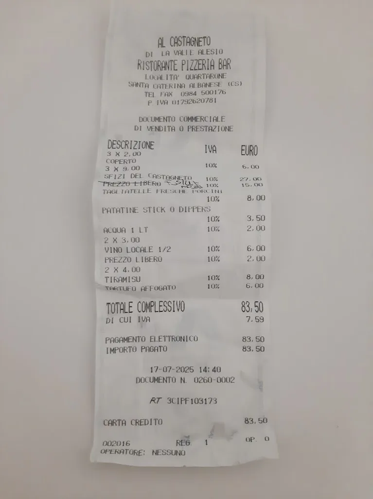 Michele_Ristorante Al Castagneto Pizzeria Di Lavalle Alesio_Santa Caterina Albanese_review