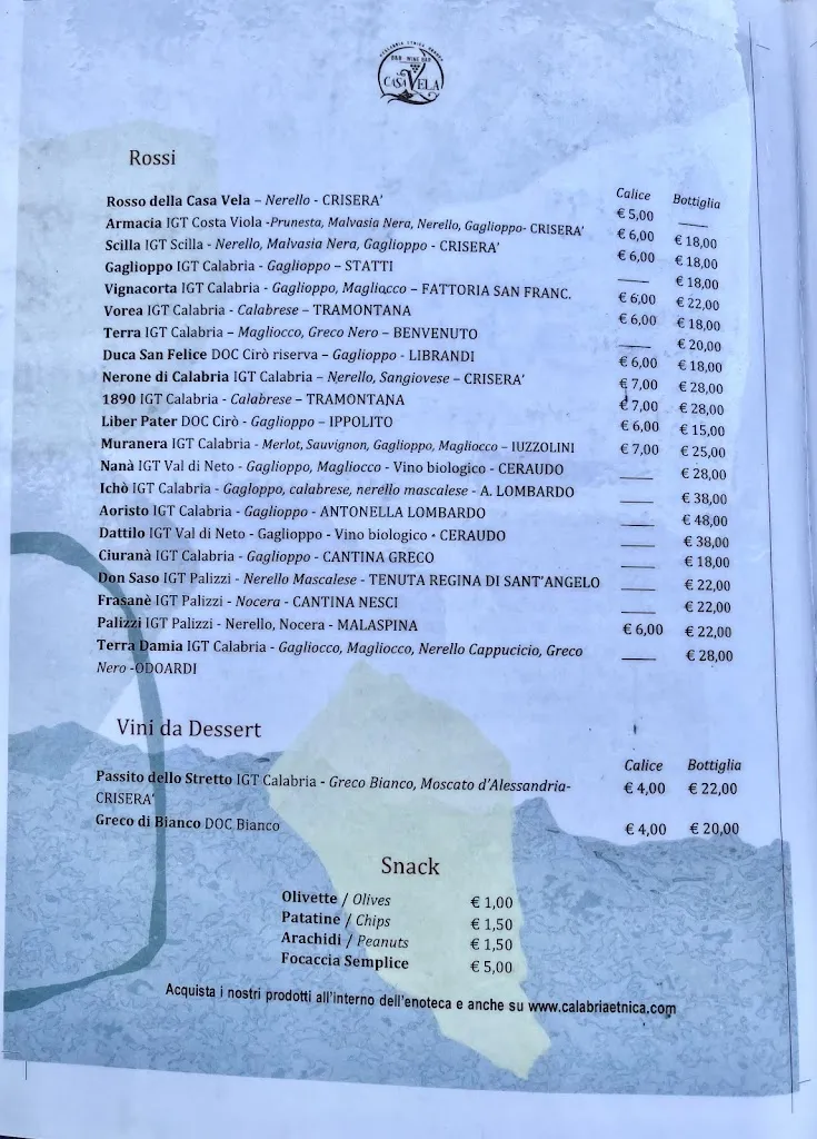 Menu_Casa Vela | Wine Bar, Bistrot, B&B a Chianalea di Scilla_Scilla_image_1