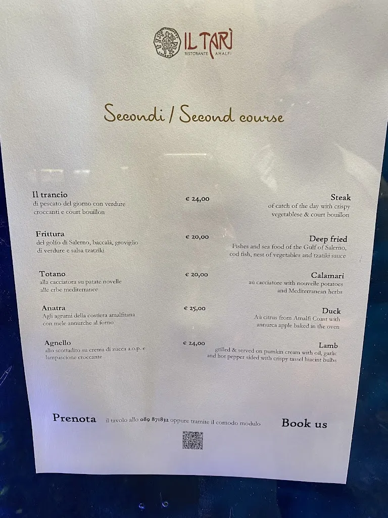 Menü_Tarì Art Restaurant_Amalfi_Bild_4
