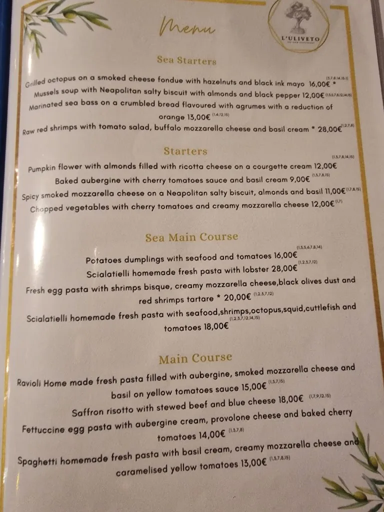 Menu_L'Uliveto sea view restaurant_Arola-Preazzano_image_2
