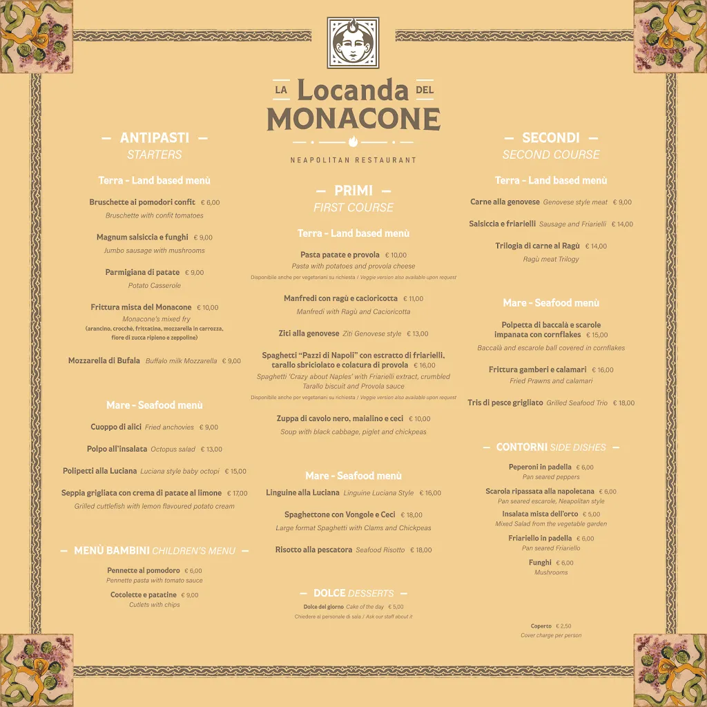 Menu_La Locanda del Monacone. Napoli, Rione Sanità._Avvocata_image_1