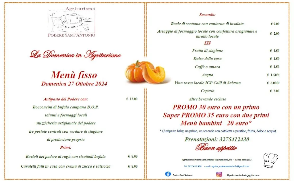 Menü_Agriturismo Podere Sant'Antonio_Bivio Santa Cecilia_Bild_1