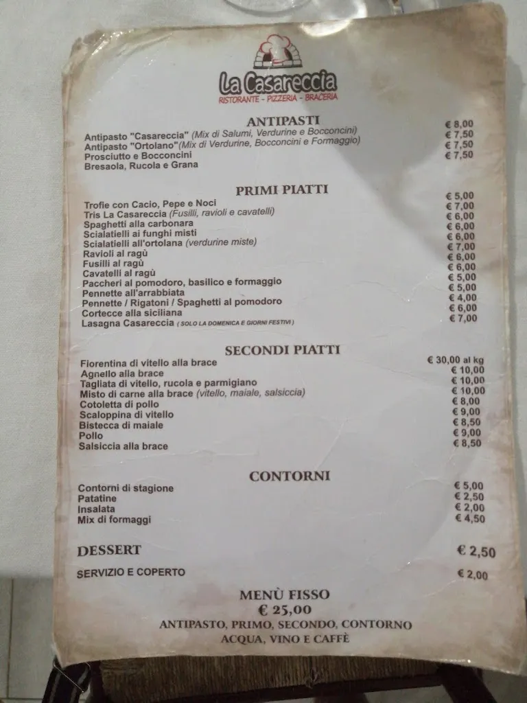 Menu_Casareccia Ristorante/Pizzeria_Capaccio_image_1