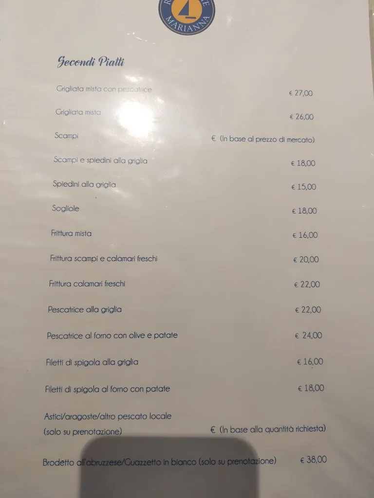 Menu_Ristorante Marianna Specialità di Pesce Francavilla al Mare_Francavilla al Mare_image_1