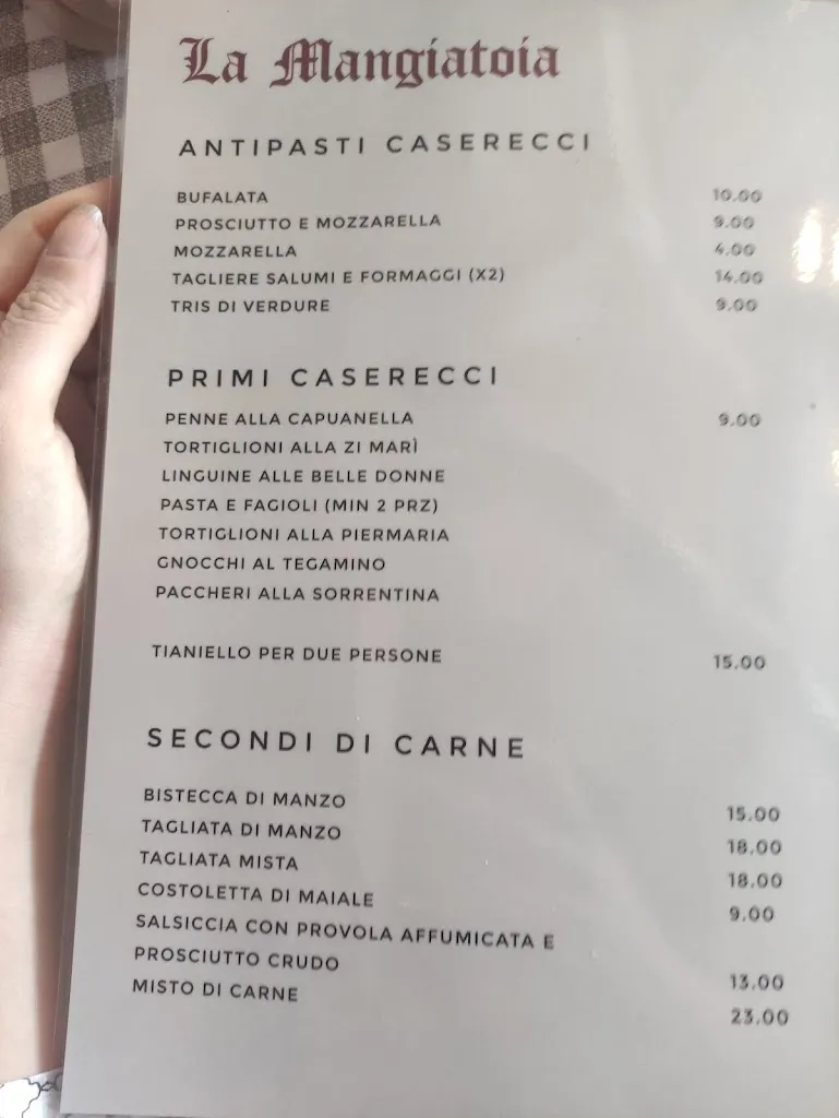Menu_La Mangiatoia_Capua_image_1