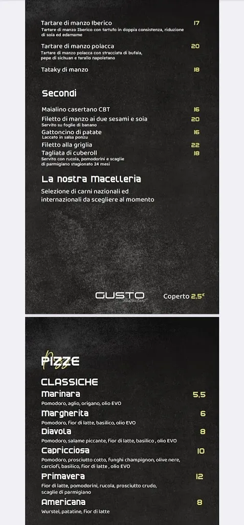 Menu_GUSTO restaurant braceria pizzeria_Capua_image_2
