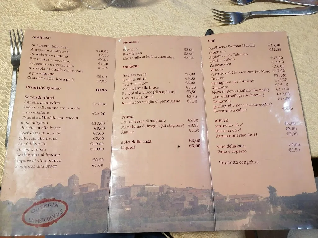 Menu_Osteria La Medieval_Castel Morrone_immagine_1