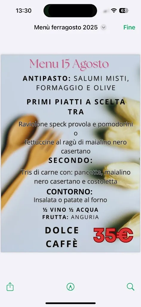 Menü_Il ristoro del Campanile_Castel Morrone_Bild_1