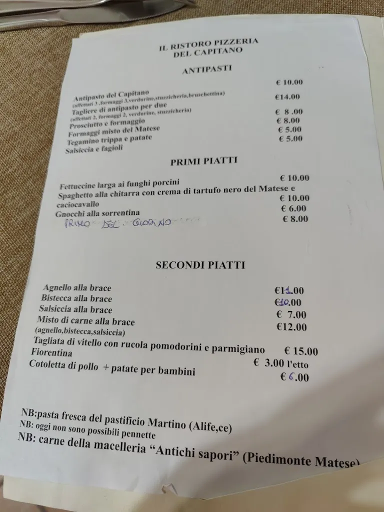 Menu_Il Ristoro Pizzeria Del Capitano_Castello del Matese_immagine_1