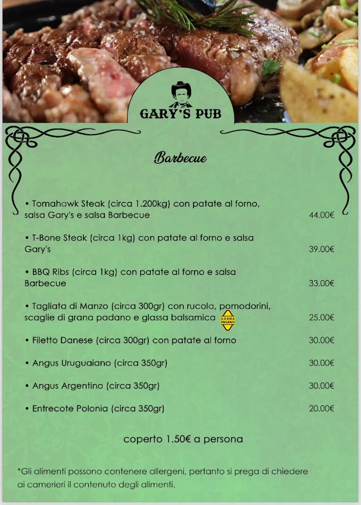 Menu_Gary’s Pub Braceria_Castel Volturno_image_1
