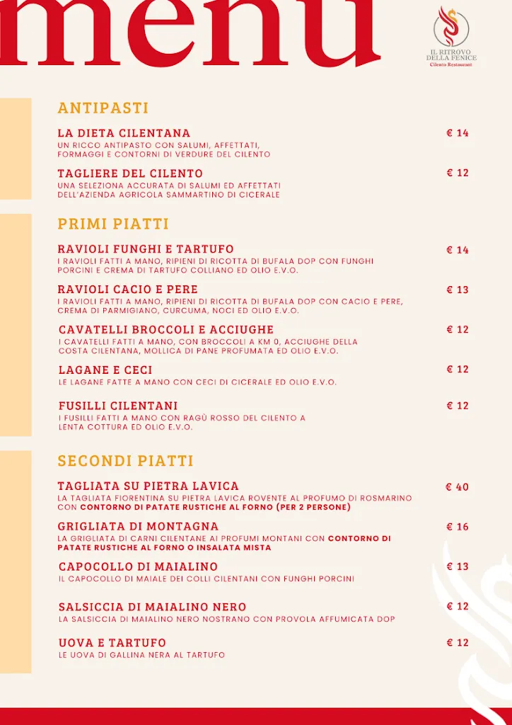 Menu_Il Ritrovo della Fenice - Cilento Restaurant_Cicerale_immagine_1