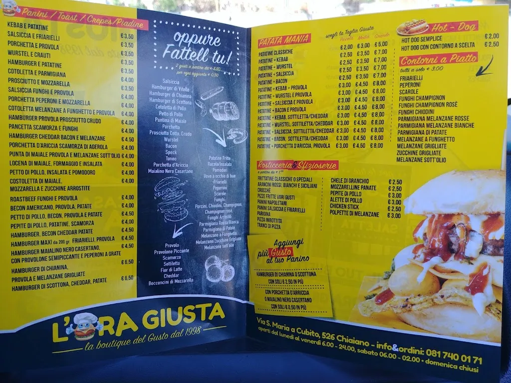 Menu_L'ora Giusta Per - Paninoteca-Rosticceria-Cornetteria_Chiaiano_image_1