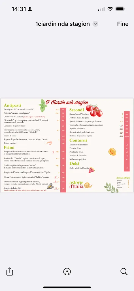 Menu_Osteria 'O Ciardin_Corbara_image_1