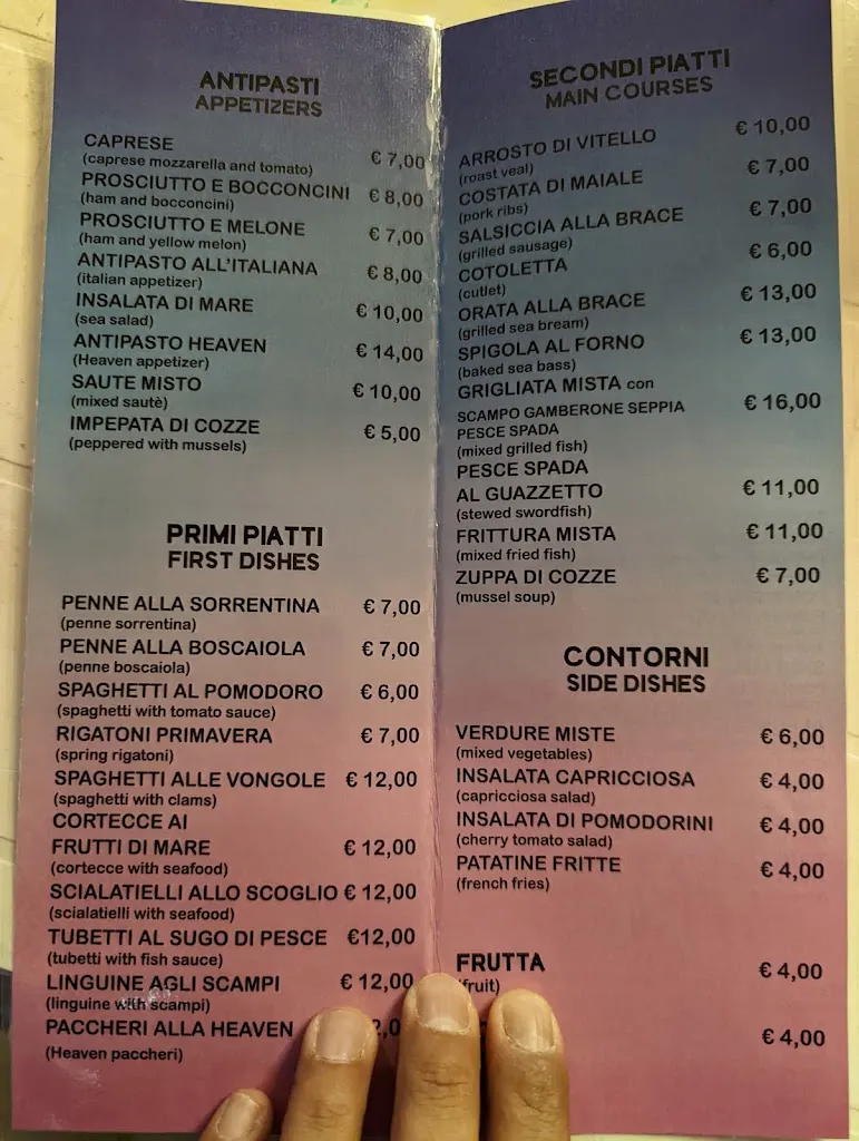 Menu_Heaven Ristorante Pizzeria_Faiano_image_1