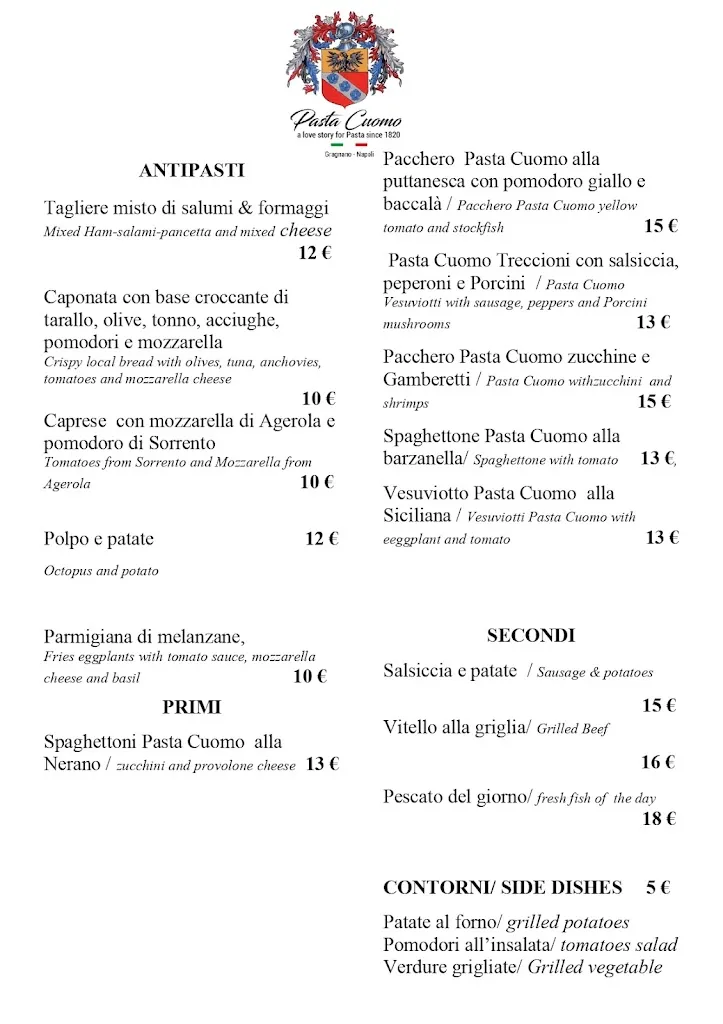 Menü_Pastificio Cuomo_Gragnano_Bild_1