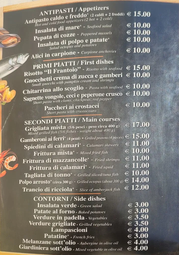 Menu_Trattoria di mare Il Frantoio_Marina di San Vito_image_3
