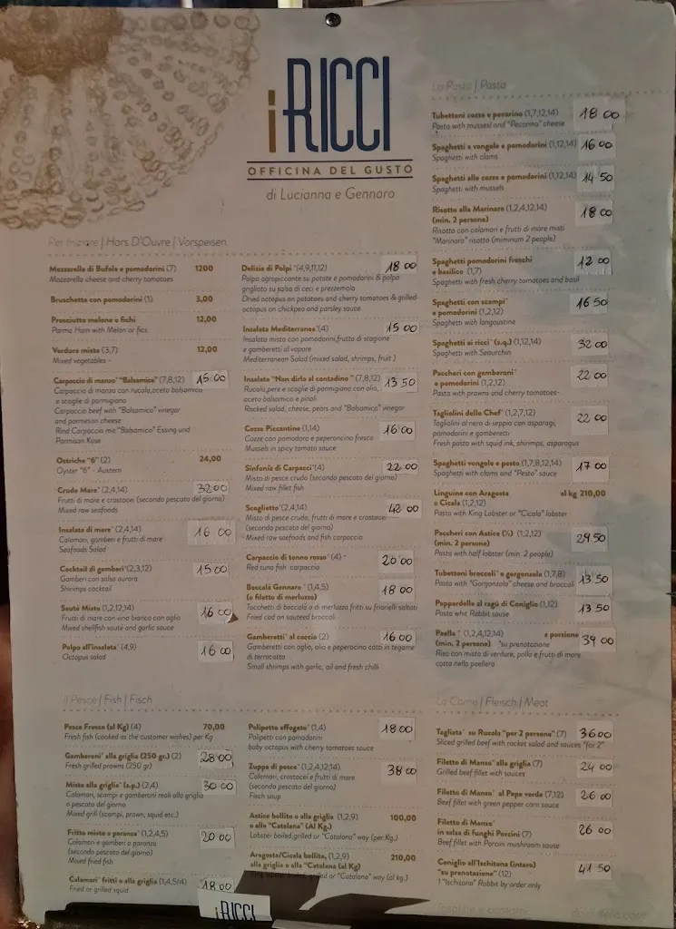 Menu_I Ricci officina del gusto_Ischia Porto_image_1