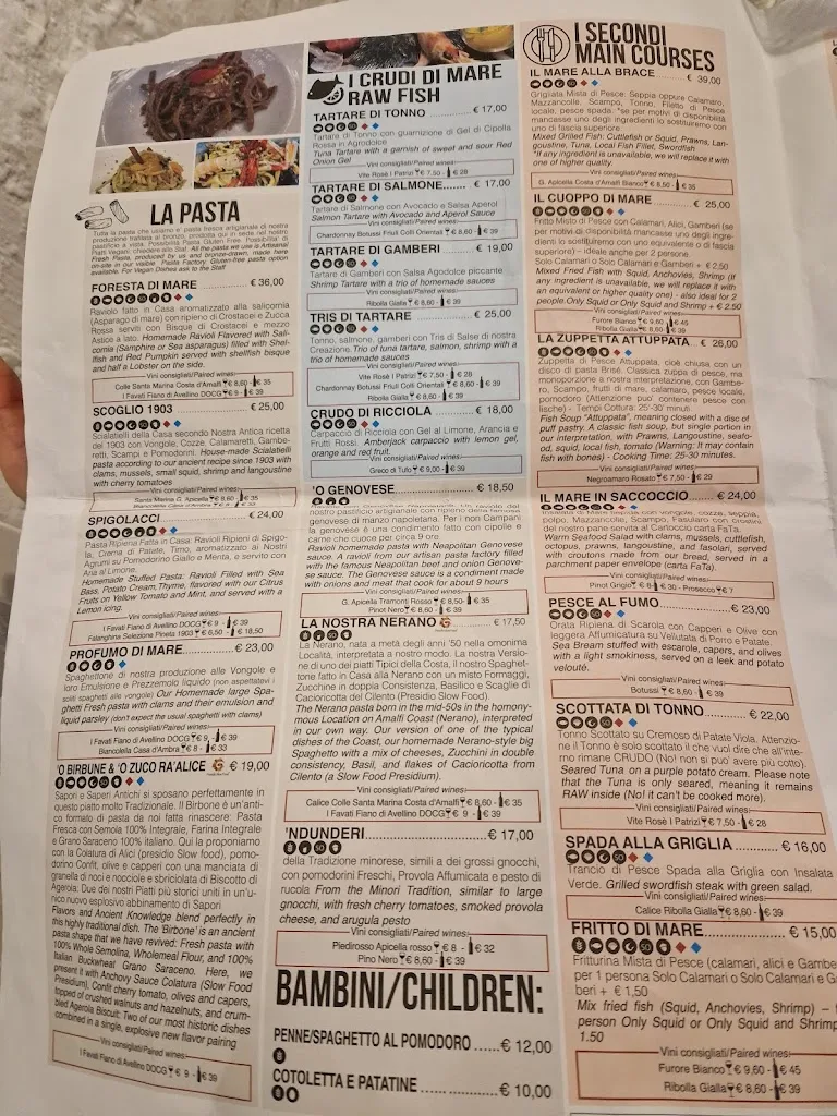 Menu_Pineta 1903, Ristorante con Pastificio Artigianale L’Autentica Cucina di Mare della Costiera Amalfitana_Maiori_immagine_2